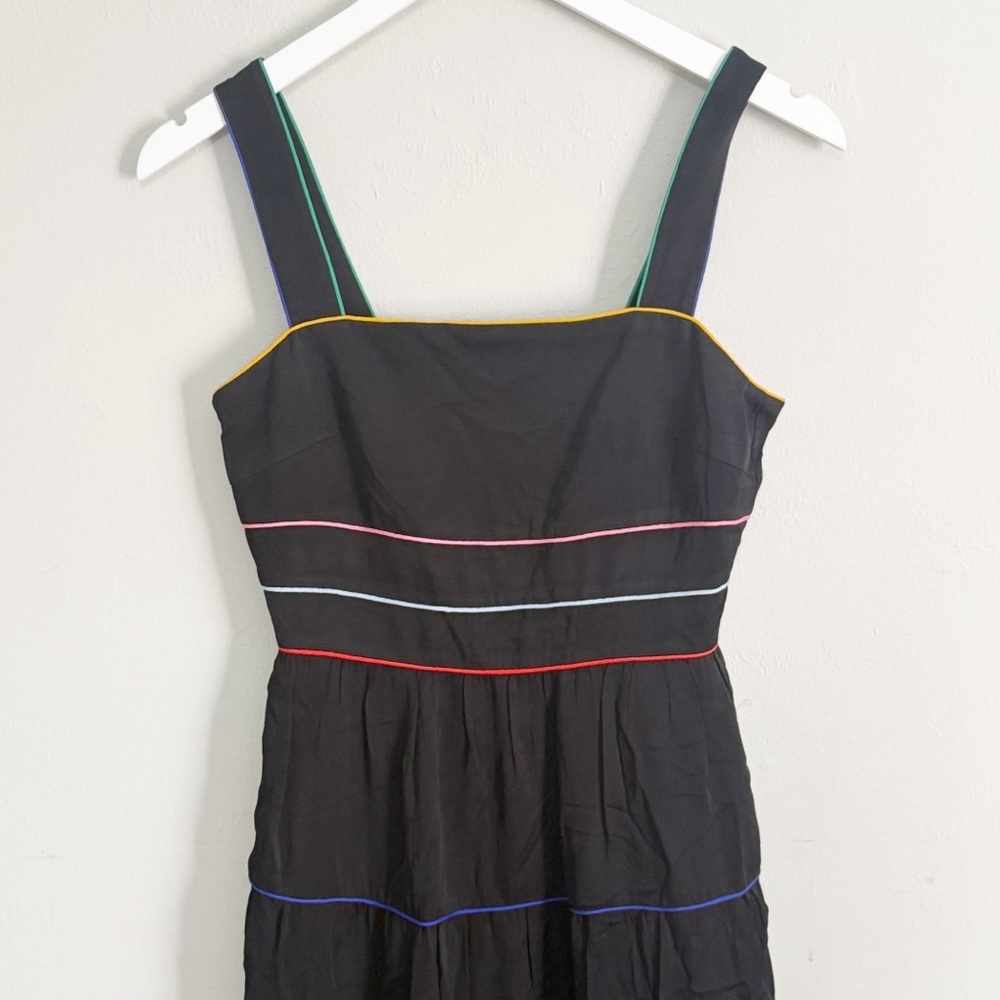 ECRU Women’s Black With Rainbow Piping Tiered LIVELY Sundress Zip 6369WT Size 0 - Picture 4 of 8
